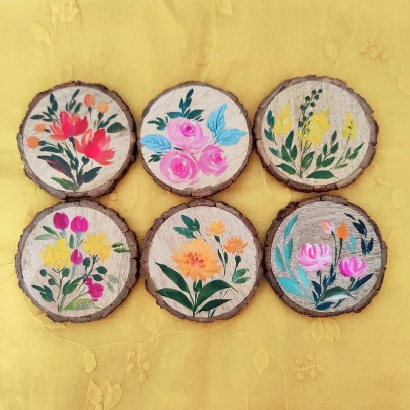 Refo Bloom Handpainted Coaster -  Set Of Six media 1