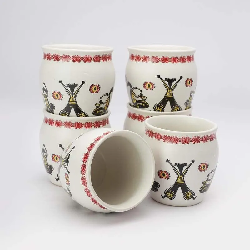 Warli World Kullad - Set Of Six media 6