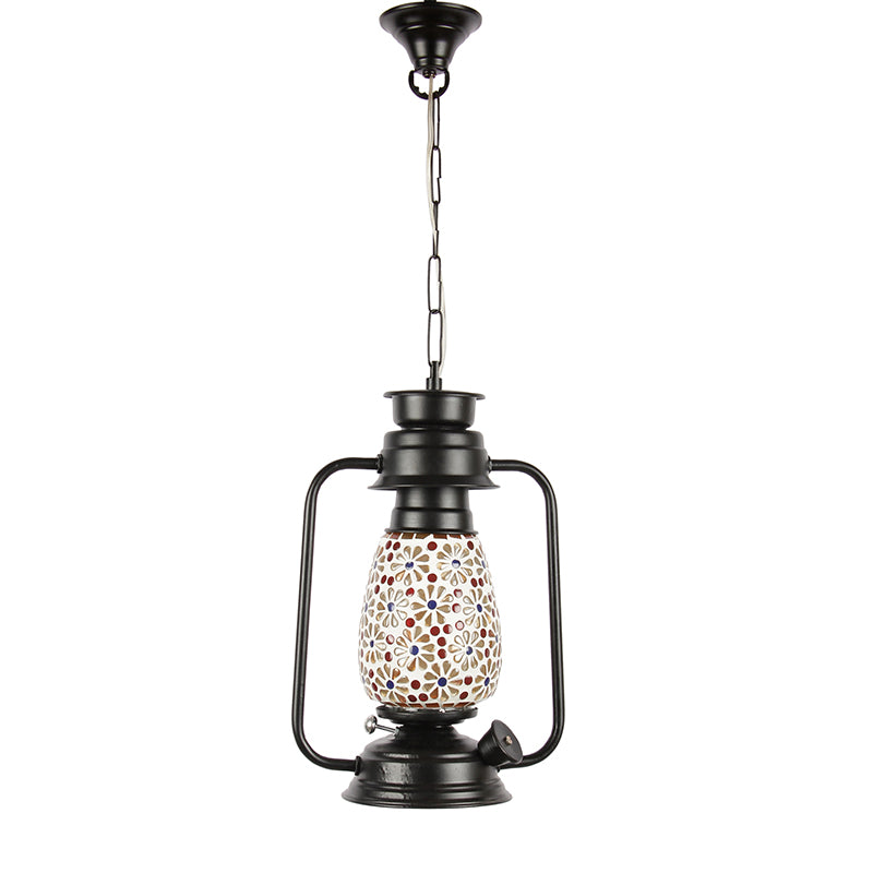 Admya Mosaic Lantern Glass Ceiling Lamp - Black media 4