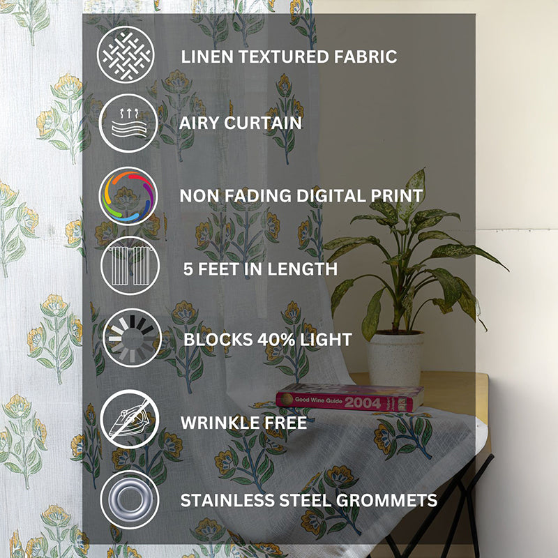 Caelra Linen Texture Sheer Curtain - Set Of Two media 8