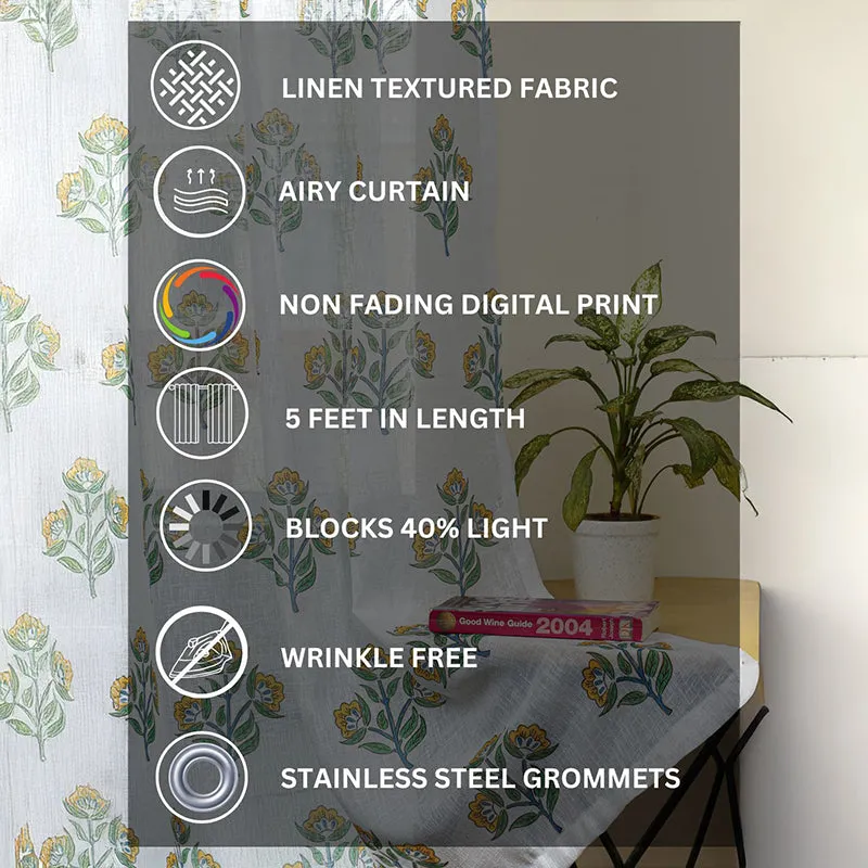 Caelra Linen Texture Sheer Curtain - Set Of Two media 8