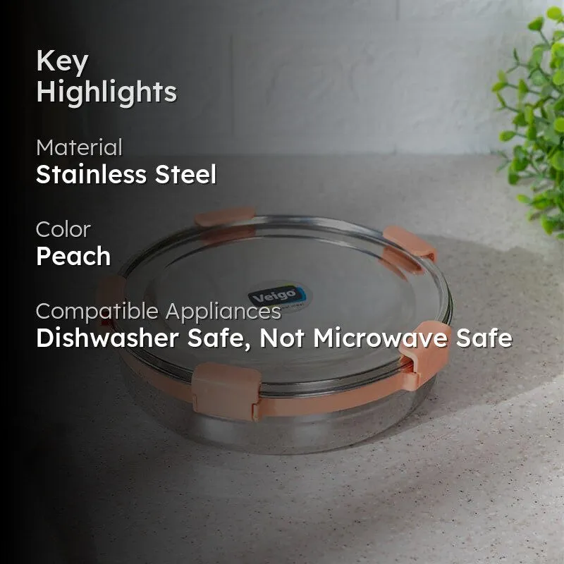 Ivago Steel Airtight Lunch Box (Peach) - 875 mL media 2