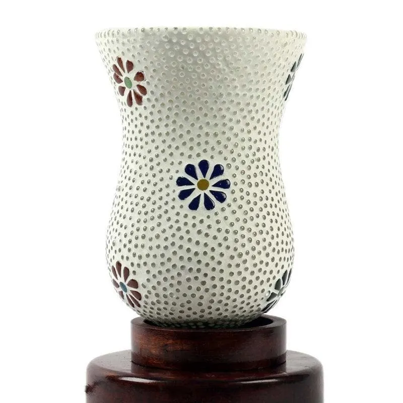 Vintage Vase Style Glass Table Lamp - White media 4
