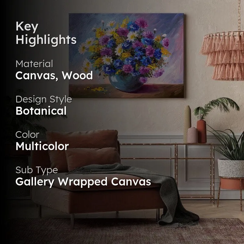 Bouquet Of Wildflowers Canvas Painting - Maksim Gorbunov - Gallery Wrap media 2