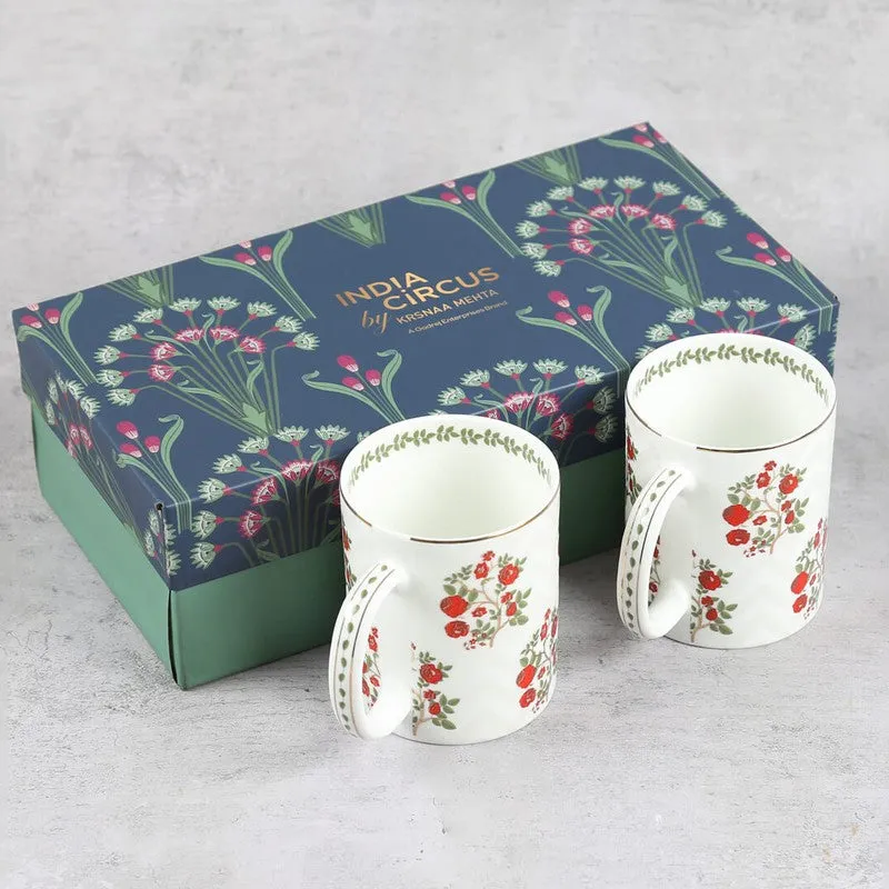 India Circus Chevron Poppy Flower Mug (360 mL Each) - Set Of Two media 6