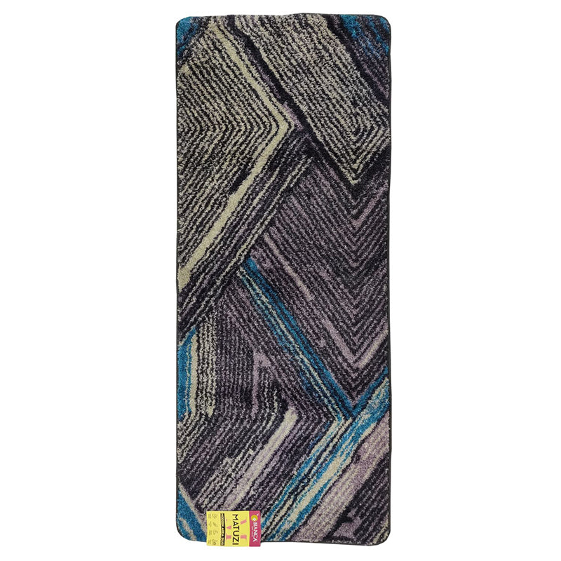 Albion Geometric Micro Fiber Runner Rug - Blue & Black media 3