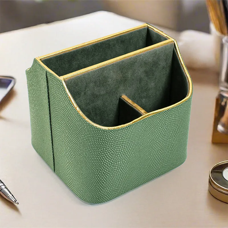 Tisquo Faux Leather Desk Organizer - Olive Green media 1