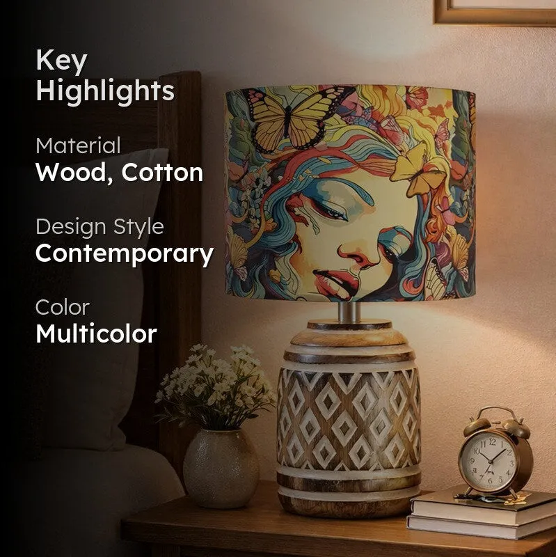 LadyBloom Wooden Table Lamp media 2