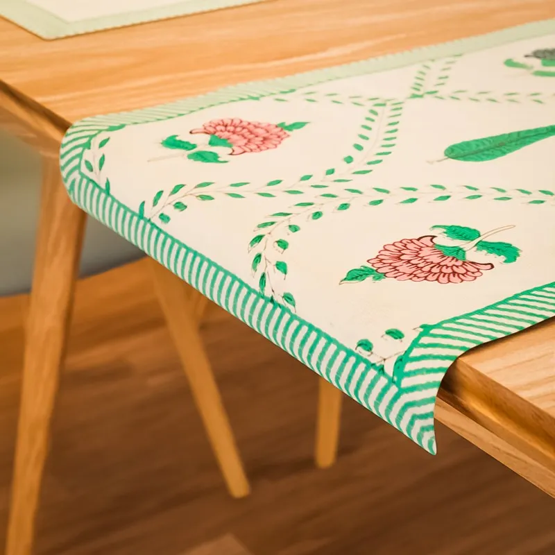 Serene Setting Cotton Table Linen Set (Green) - Seven Piece Set media 5