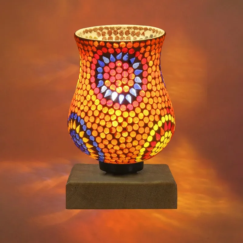 Mirello Mosaic Glass Table Lamp With Wooden Base - Multicolor media 8