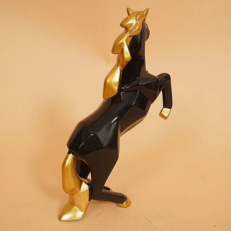 Rearing Black & Gold Horse Showpiece media 8