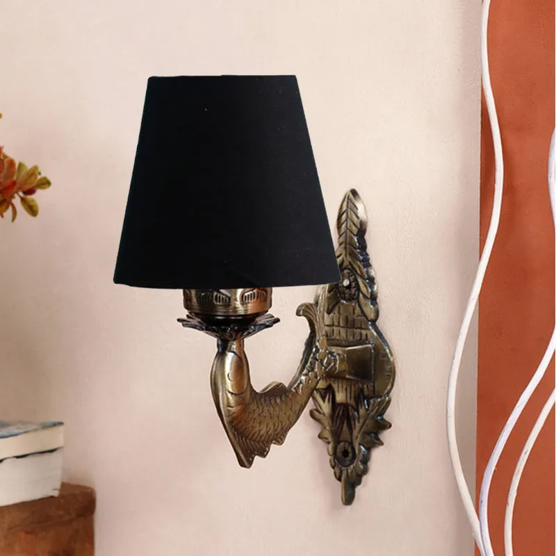 Ziada Stiva Conical Fabric & Metal Wall Lamp - Black media 3