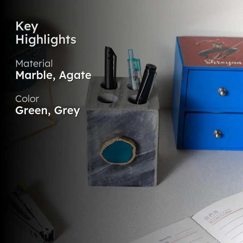 Neiro Marble & Agate Stationary Holder - Green media 2