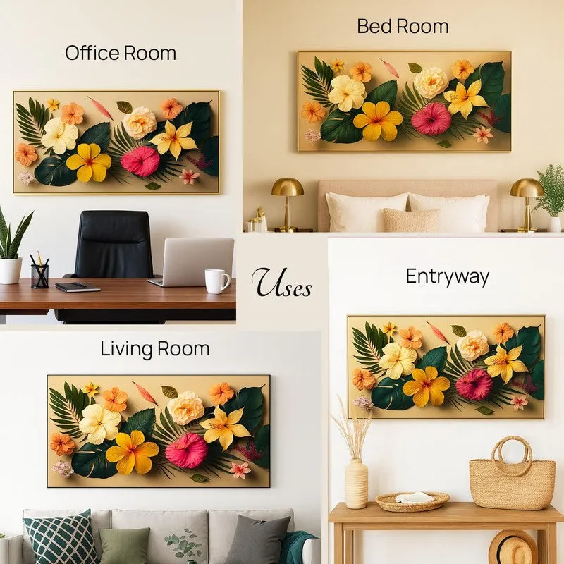 Tropical Bloom Canvas Wall Painting With Frame media 5