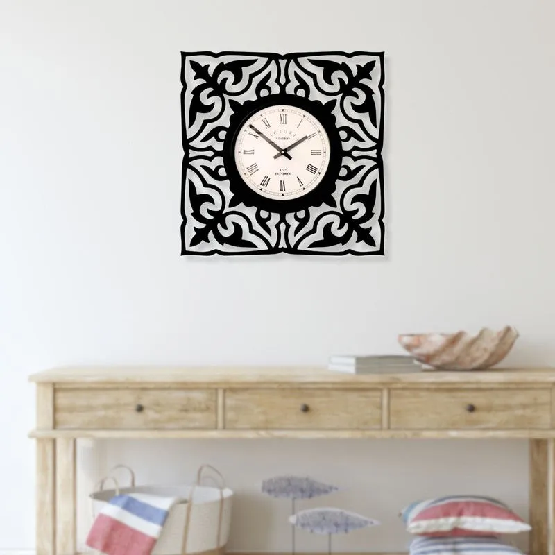 Flora Steel Analog Wall Clock - Black media 3