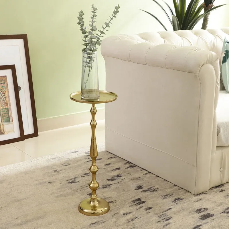 Curved Frame Aluminum Side Table - Gold media 1