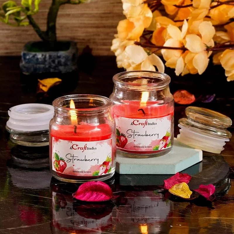 Nithya Strawberry Scented Jar Candle - Set Of Two media 4