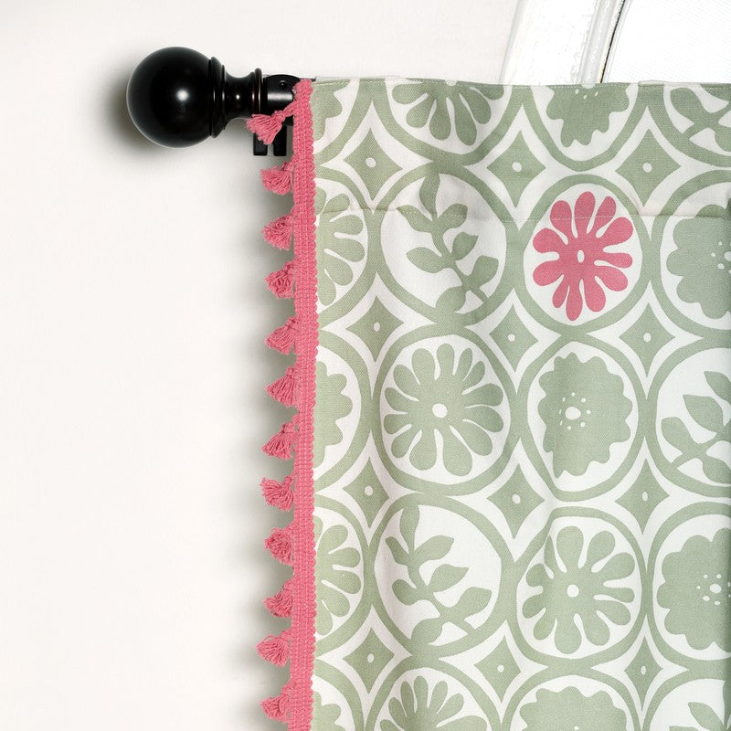 Tranquebar Home Bloom Haven Cotton Curtains(Green) - Set Of Two media 5