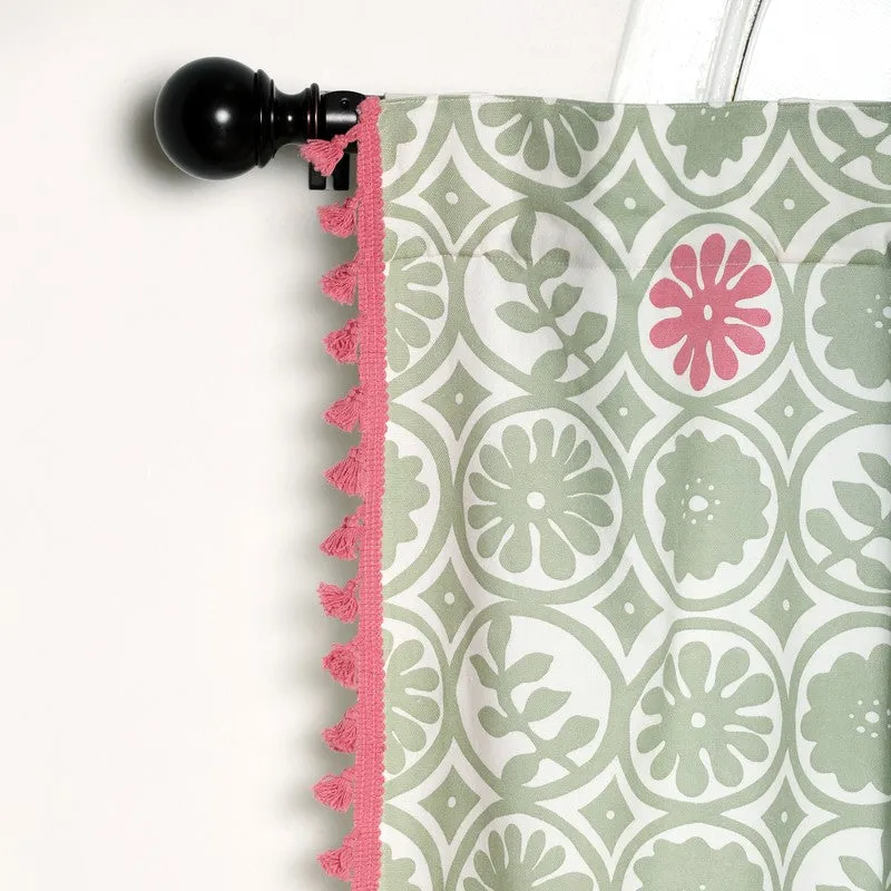 Tranquebar Home Bloom Haven Cotton Curtains(Green) - Set Of Two media 5