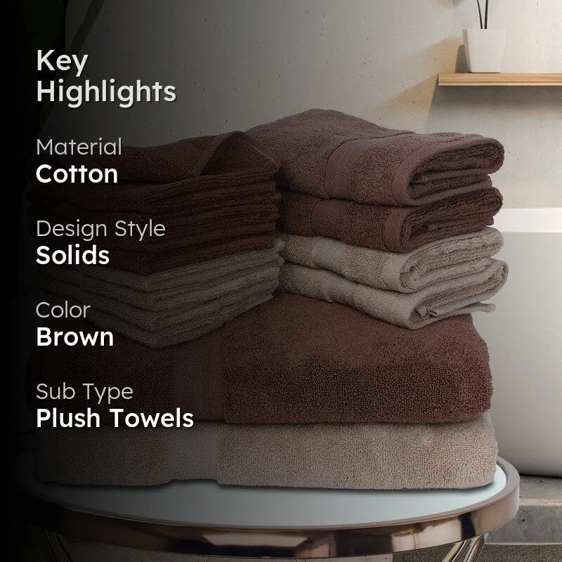 Astra Solids Towel Set (Brown,Grey) Fourteen Piece Set media 2