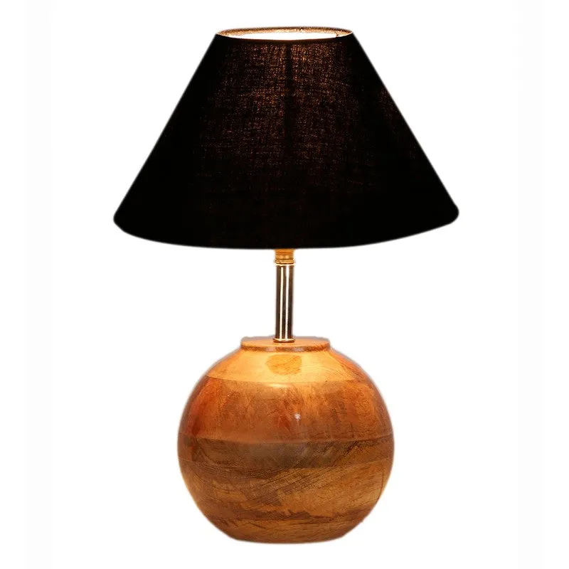 Auryon Cotton Table Lamp With Wooden Base - Black media 5