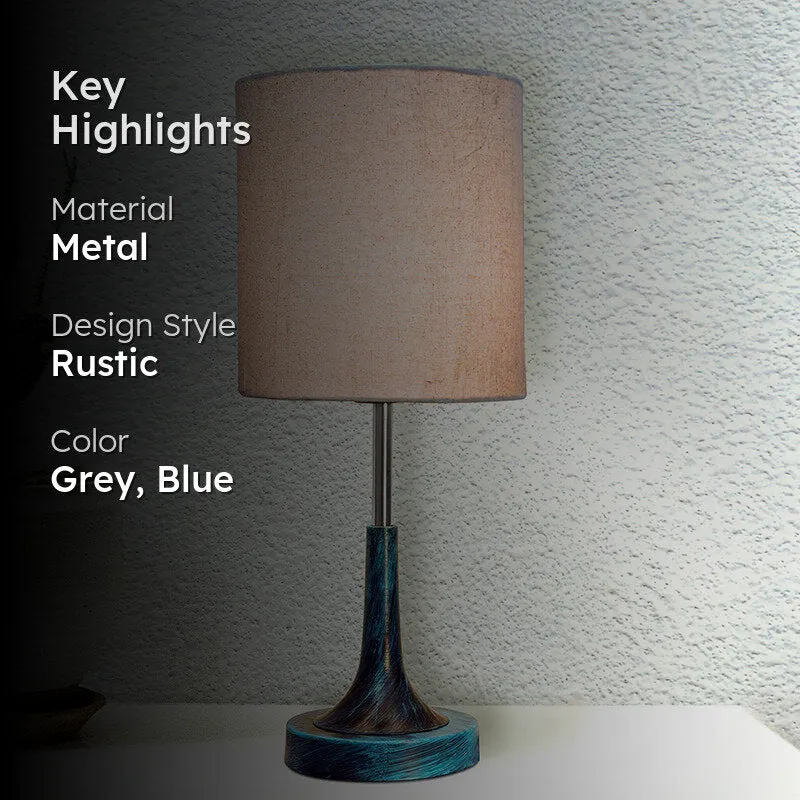 Arialla Bleu Drum Metal Table Lamp - Grey,Blue media 2