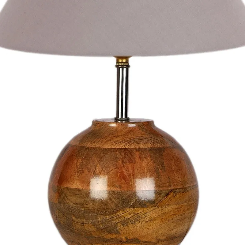 Auryon Cotton Table Lamp With Wooden Base - Grey media 6
