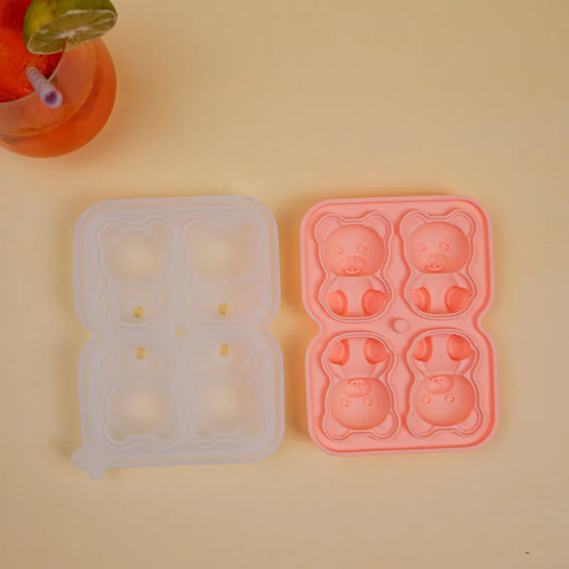 Teddy Silicone 4-Cube Ice Mould - Peach media 5