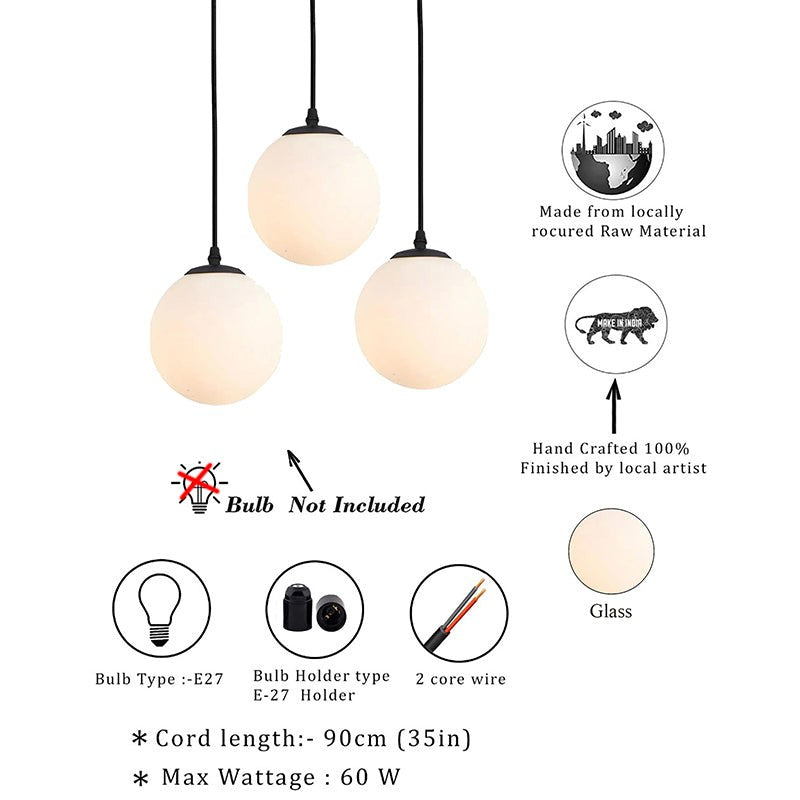 Sand thread Glass Ceiling Lamp - Black & White media 6