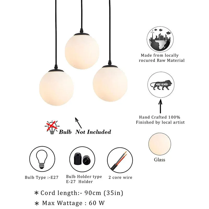 Sand thread Glass Ceiling Lamp - Black & White media 6
