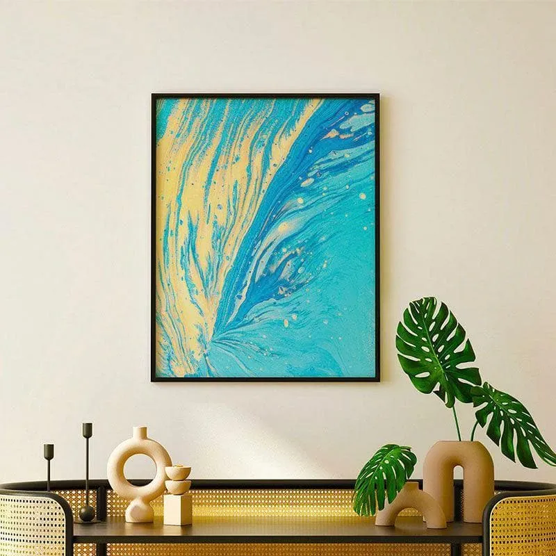 Beachy Abstract Canvas Wall Painting - Black Frame media 3