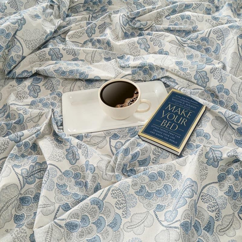 Swayam Inara Flora Cotton Bedsheet (Pale Blue) - 160 TC media 4
