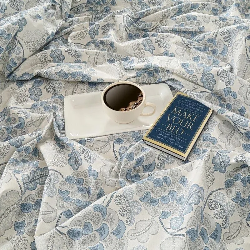 Swayam Inara Flora Cotton Bedsheet (Pale Blue) - 160 TC media 4