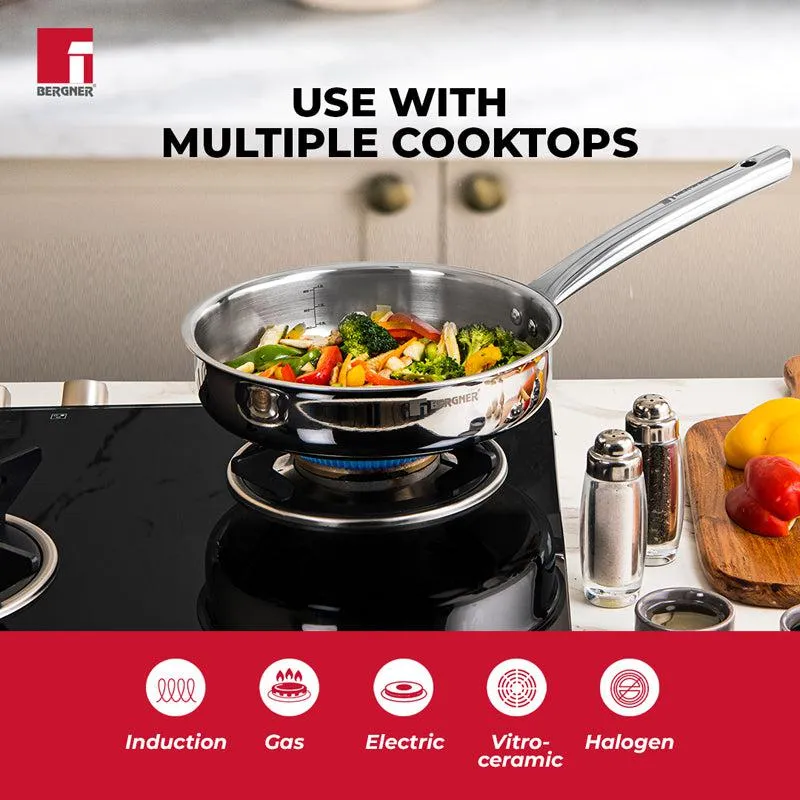 Bergner Induction Safe Frying Pan With Lid - 2000 ml/10 Inches media 1