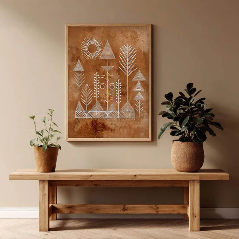 Tribalin Canvas Wall Painting With Brown Frame media 1