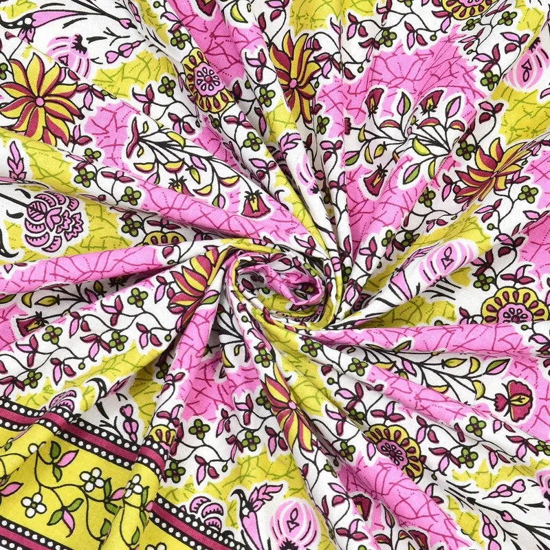 Royala Cotton Bedsheet (Yellow,Pink) - 240 TC media 5