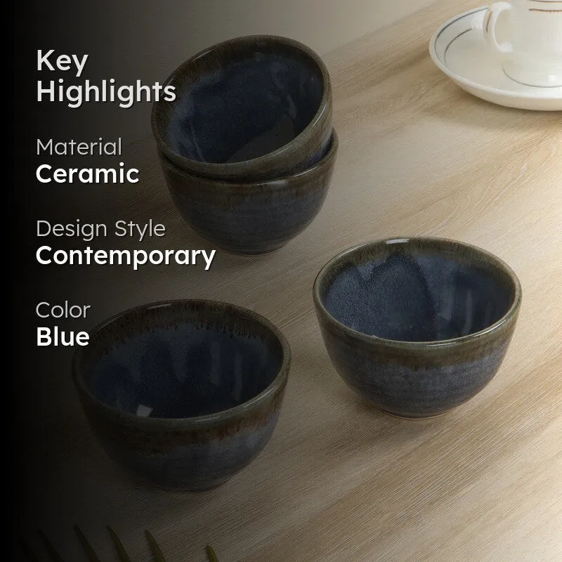Celeste Snack Bowls (Blue,200 mL Each) - Set Of Four media 2