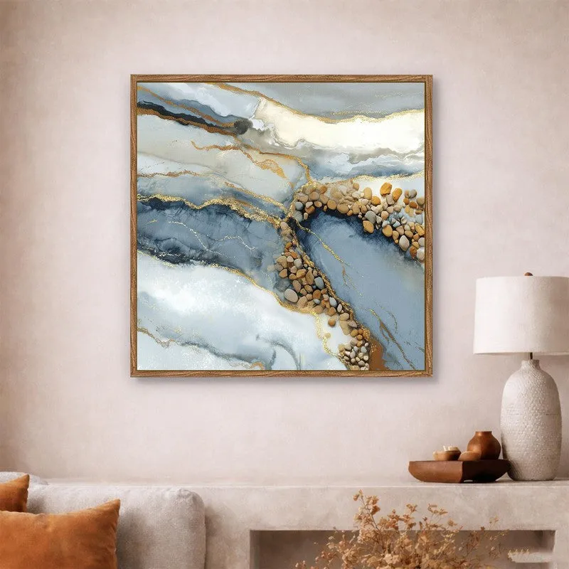 Golden Flow Canvas Wall Art With Frame media 4