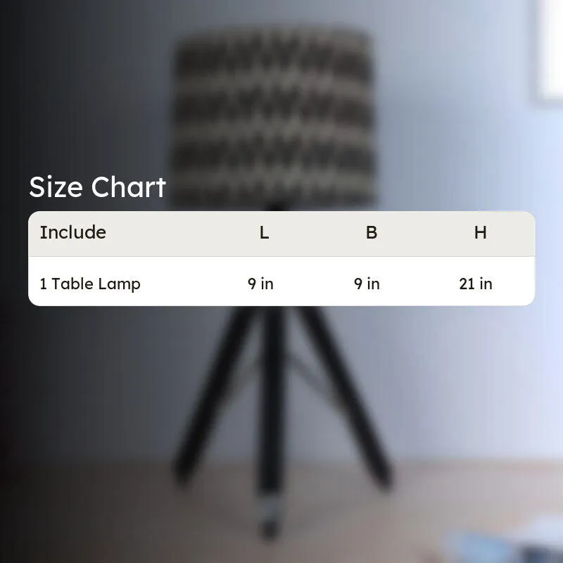 Chevronic Fold Printed Tripod Mango Wood Table Lamp - White, Black media 6