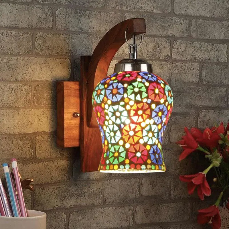 Zava Forma Mosaic Glass & Wooden Wall Lamp media 1