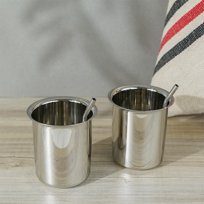 Altomer Stainless Steel Tumbler With Straw (225 ML) - Set Of Two media 3