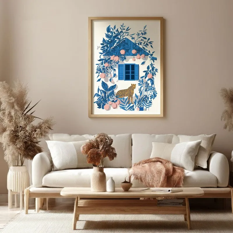 Azureleaf Blue Door Garden Canvas Wall Painting With Brown Frame media 4