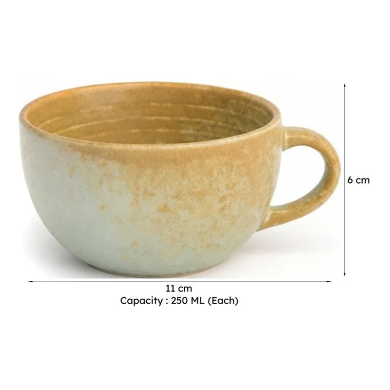 Cuddle Ceramic Tea Cup (250 mL Each),Blue,Copper) - Set Of Four media 8