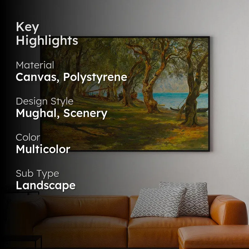 Traditional Indian Temple Complex Garden Painting - Black Frame media 2