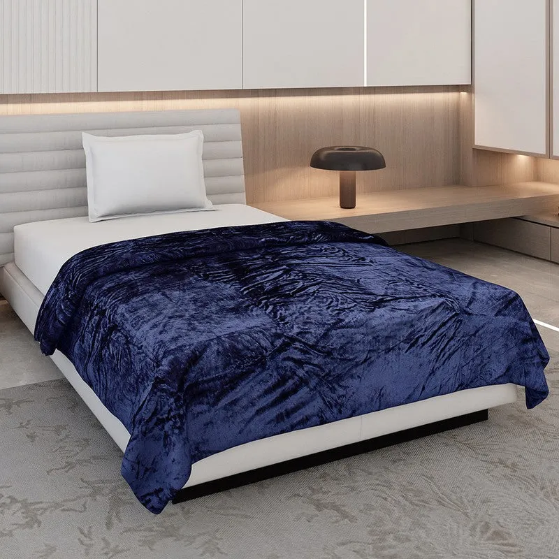 Monte Carlo Luxora Solid Polyester Blanket (Navy Blue) - 300 GSM media 1