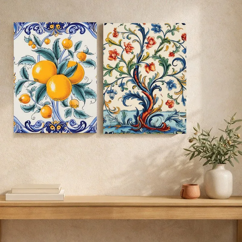 Zesty Ethnic Canvas Wall Art - Set of Two media 6