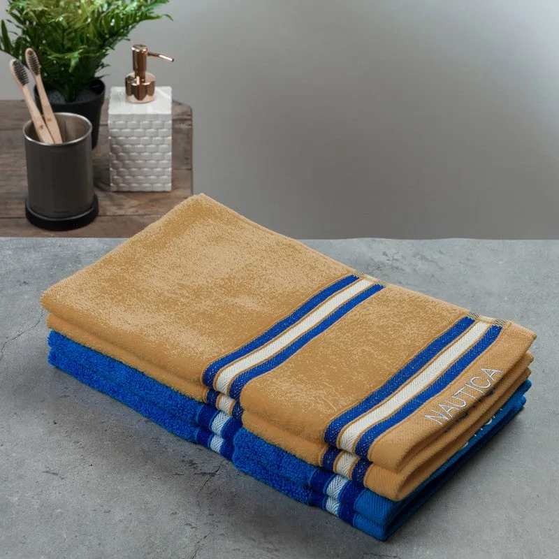 Nautica Dove Dual Down Cotton Hand Towel (Blue & Yellow) - Set Of Four media 1