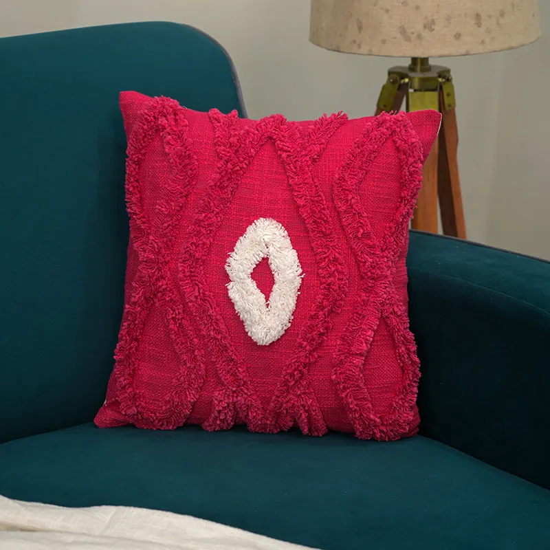 Brush Stitch Tufted Cushion Cover - Red media 4