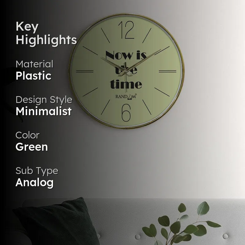 Now Is The Time Analog Wall Clock - Green media 2