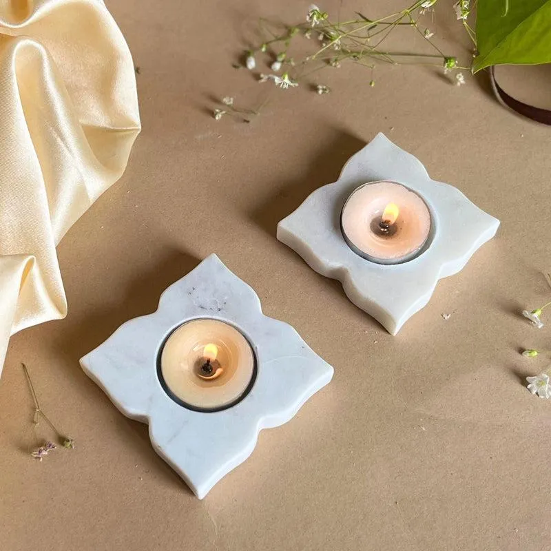 Eudora Flora Handcrafted Marble Tealight Candle Holder - Set Of Two media 3
